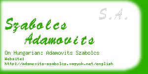 szabolcs adamovits business card